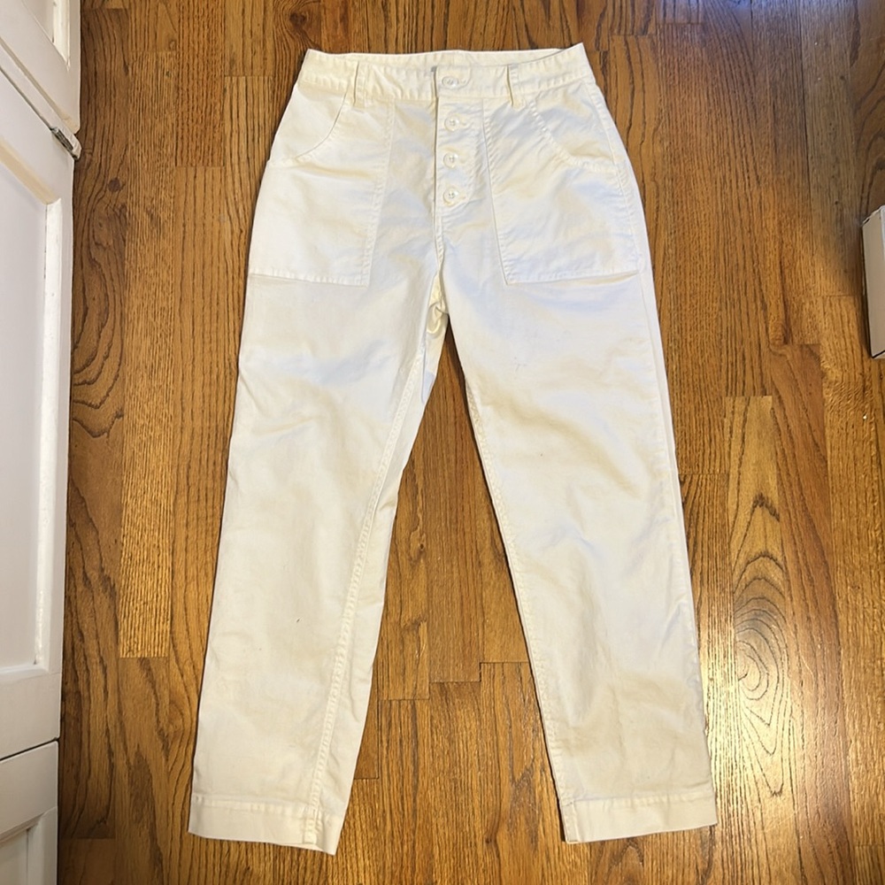 Rails White High-Rise Button-Front Cotton Pants